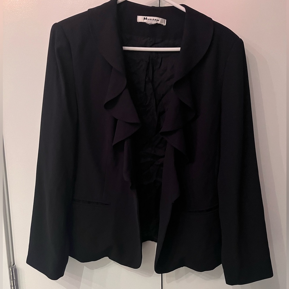 Black Blazer with Ruffles